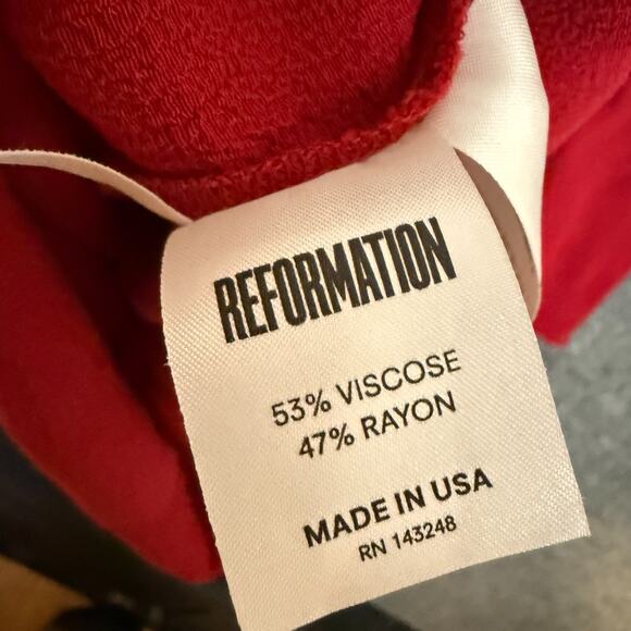 Reformation Dress Womens 4 Red Long Sleeve Zip Chest Cut Out Midi Dress Bodycon - Picture 10 of 12